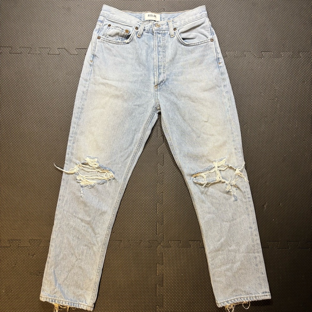 AGOLDE Riley High Rise Straight Crop Jeans Distressed Womens Size 26